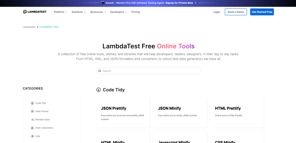 LambdaTest 网站截图