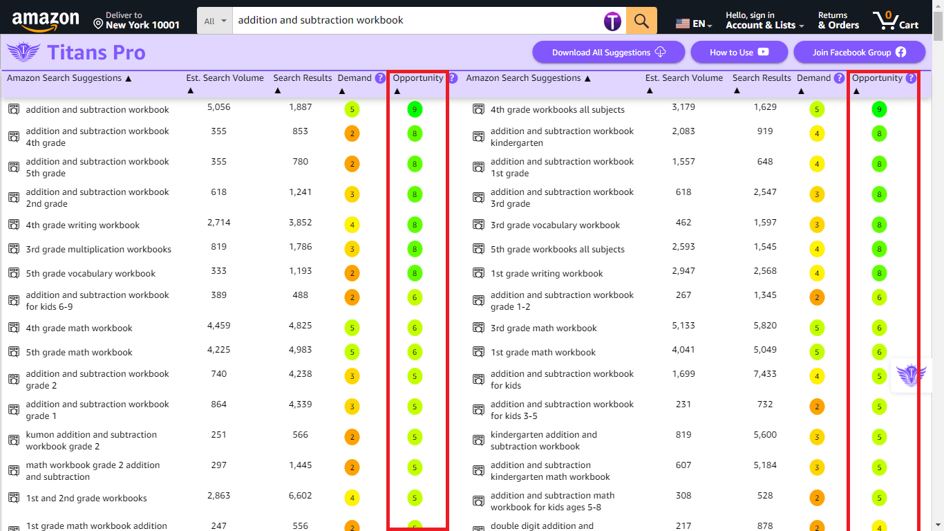 使用 Titans Pro 进行 KDP 利基研究 2 - 作者截图