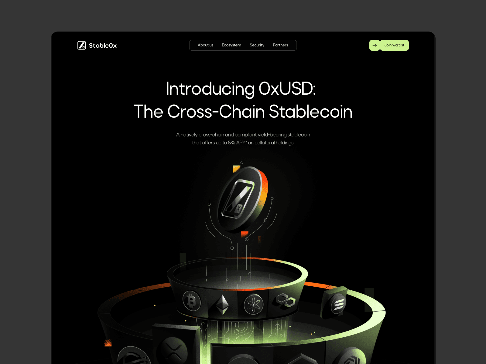 Stable0x - 为首个受监管的收益型稳定币设计的网站