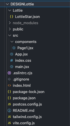 本文中使用的文件，1 个 Lottie Json 文件，1 个 React 组件。