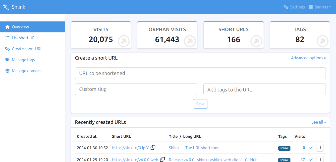 Shlink - 带分析功能的 URL 缩短服务