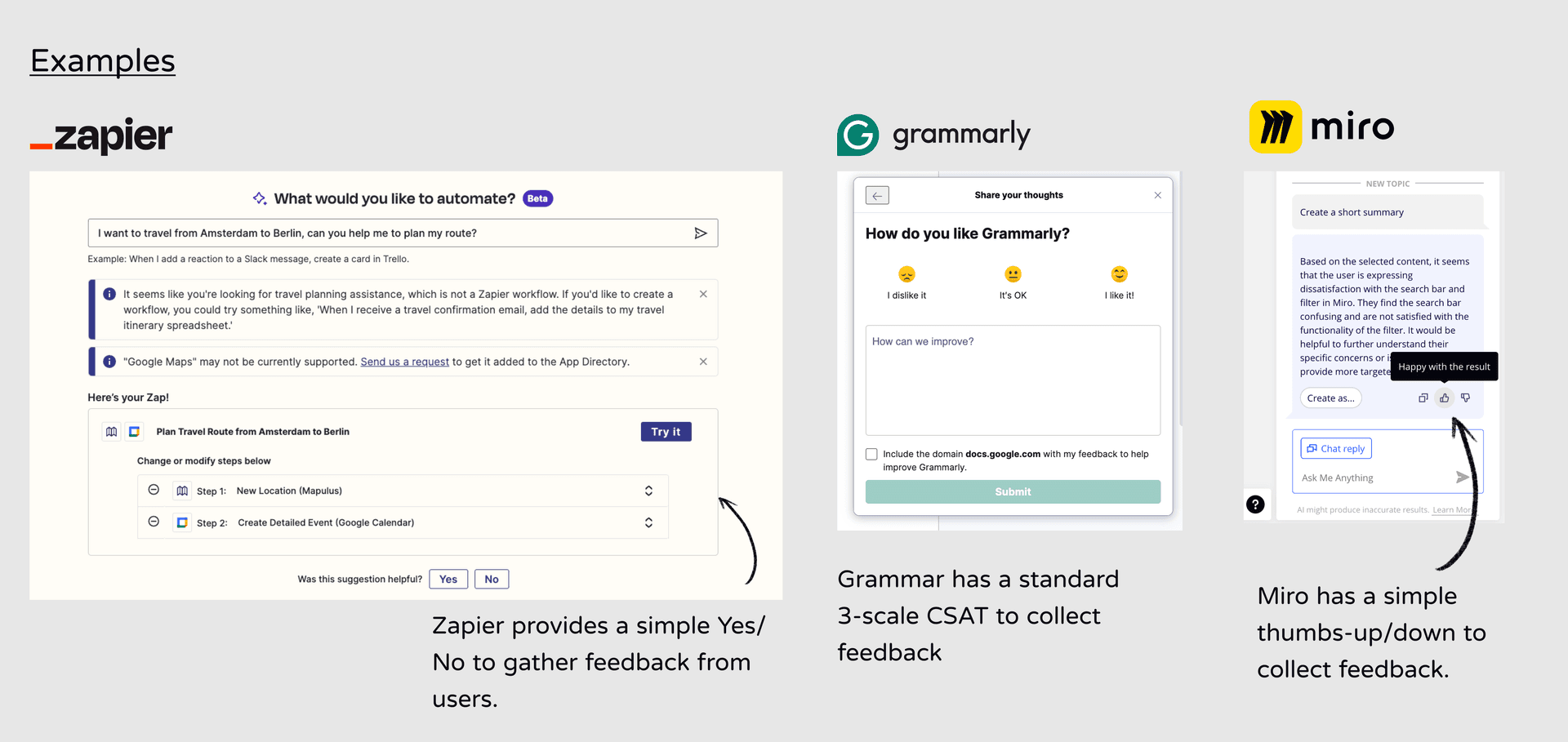 Zapier、Grammar 和 Miro 的示例